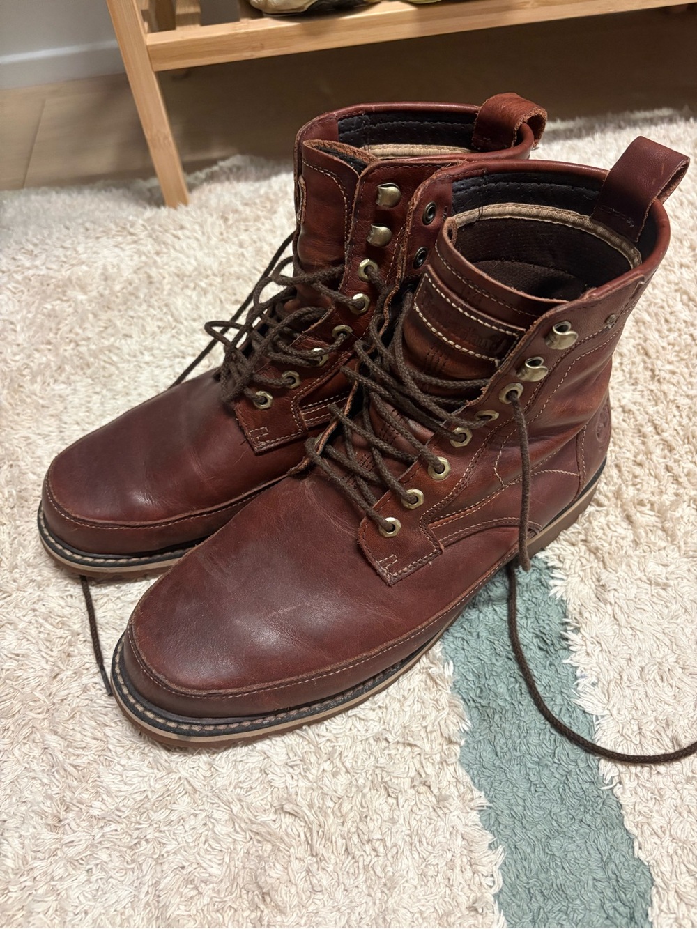 Men's Brown Leather Lace-Up Work Boots Timberland
